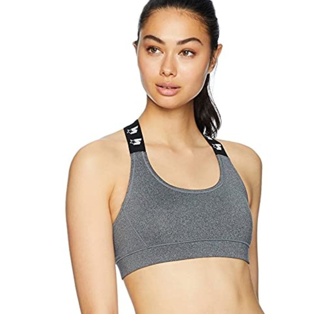 Medium Impact High Neck Logo Elastic Sports Bra - Picture 3 of 4